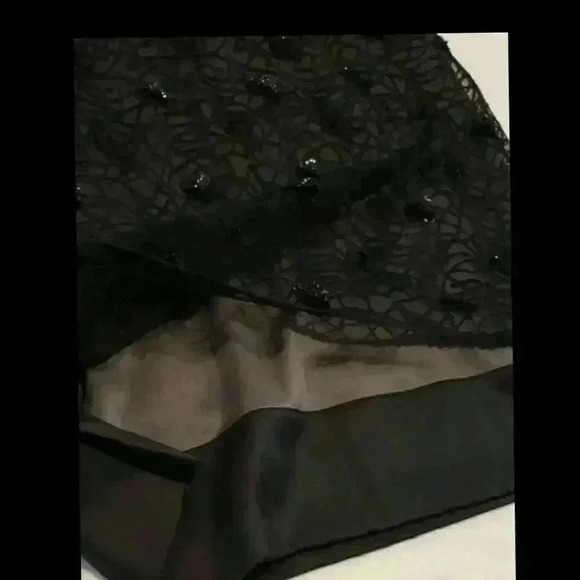 Vintage La Perla Black Silk Dress Sheer Lace Top Beaded Marvel Nighty Slip sz S - Picture 8 of 11